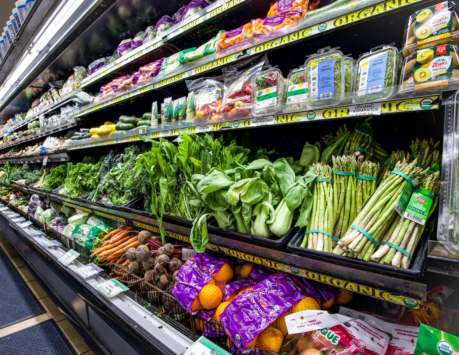 Fresh vegetables in the produce section at The Fruit Bowl.